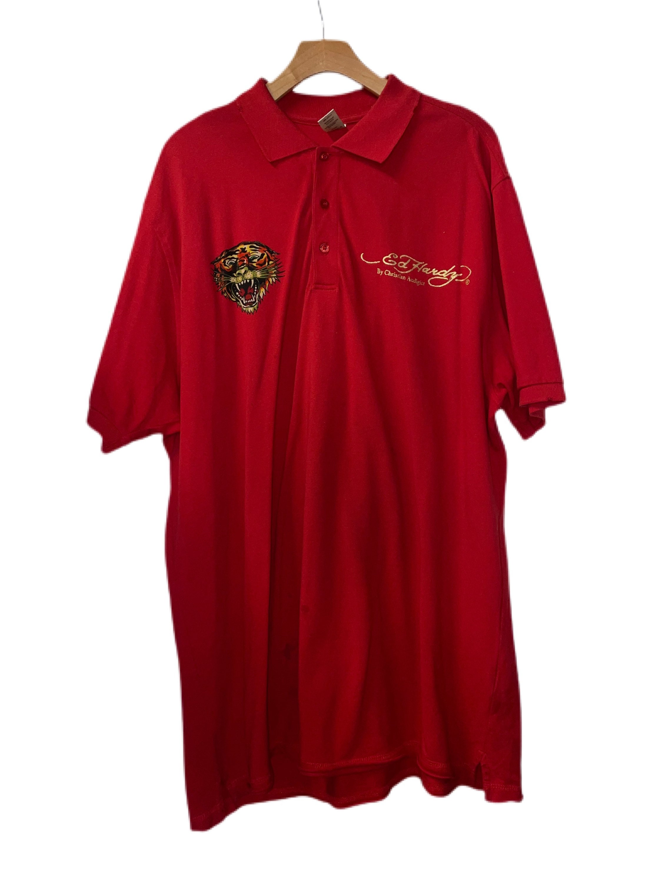Y2K Ed Hardy Red Polo Shirt - Etsy