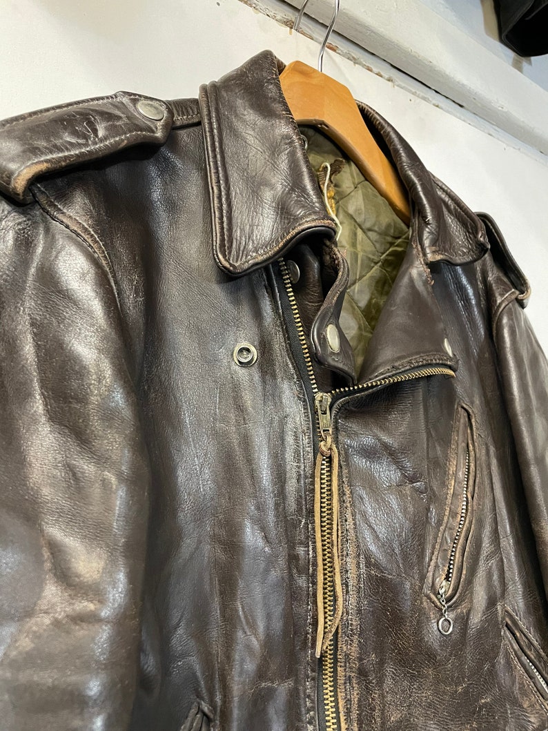 1950s Brown Leather Motorcycle Jacket - Etsy