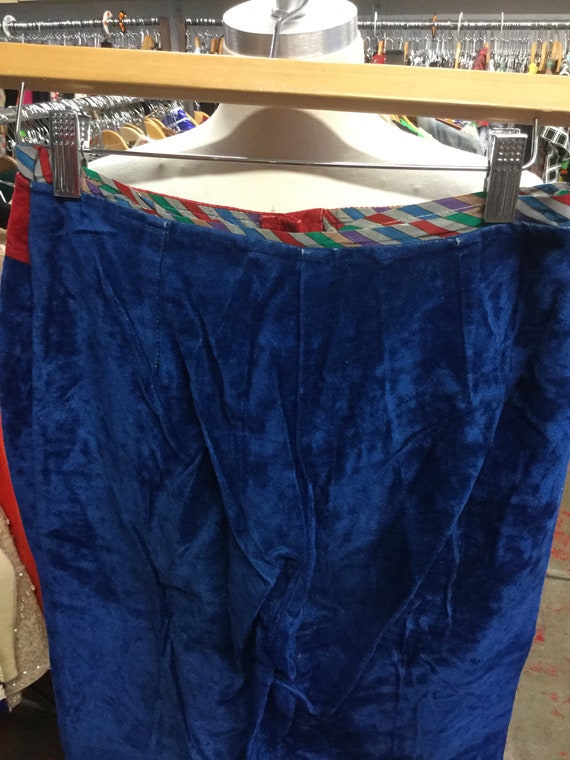 Velour Colorblock Blue and Red Highwaist Pants - image 4