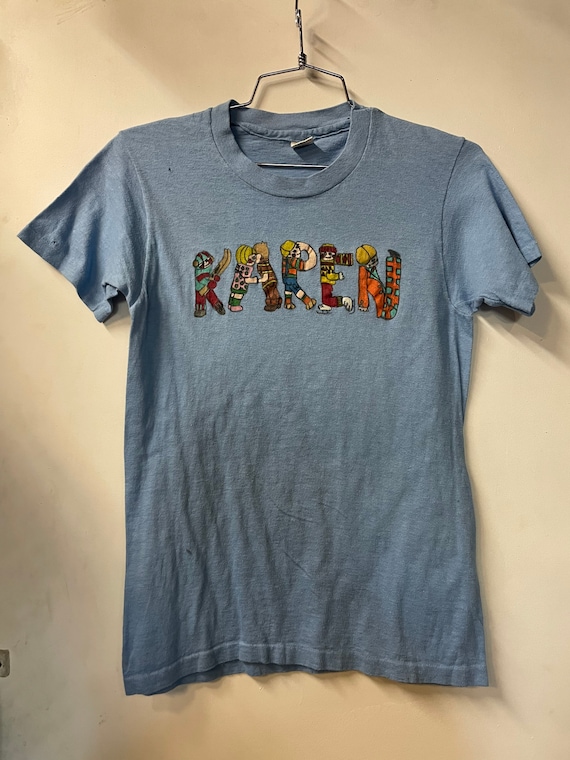 1970s Hand Painted “Karen” T-shirt - image 1