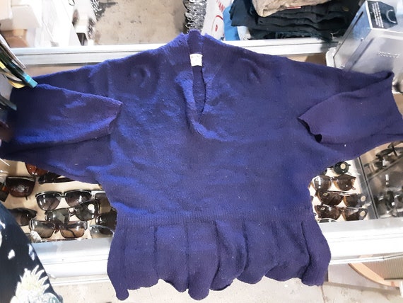 1940s Indigo Wool Sweater - image 7