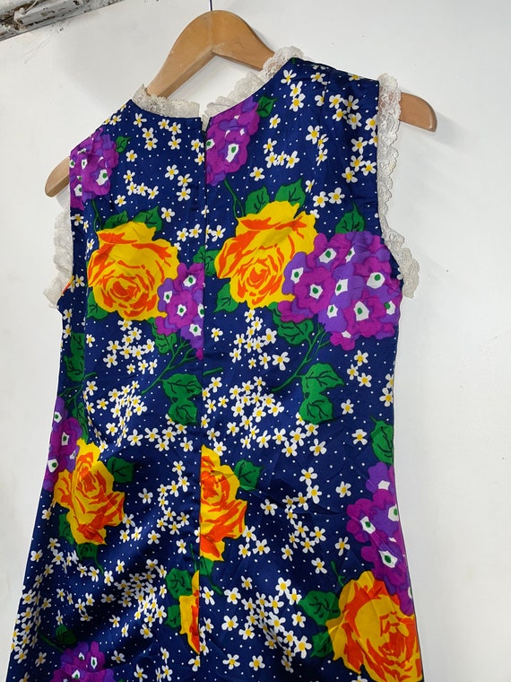1970s Blue Floral Maxi Dress - Gem