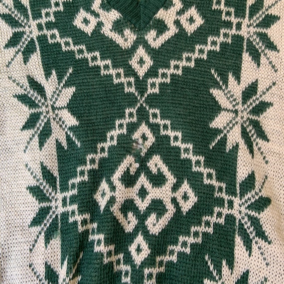 1940s Green And Cream Ski Sweater - image 4