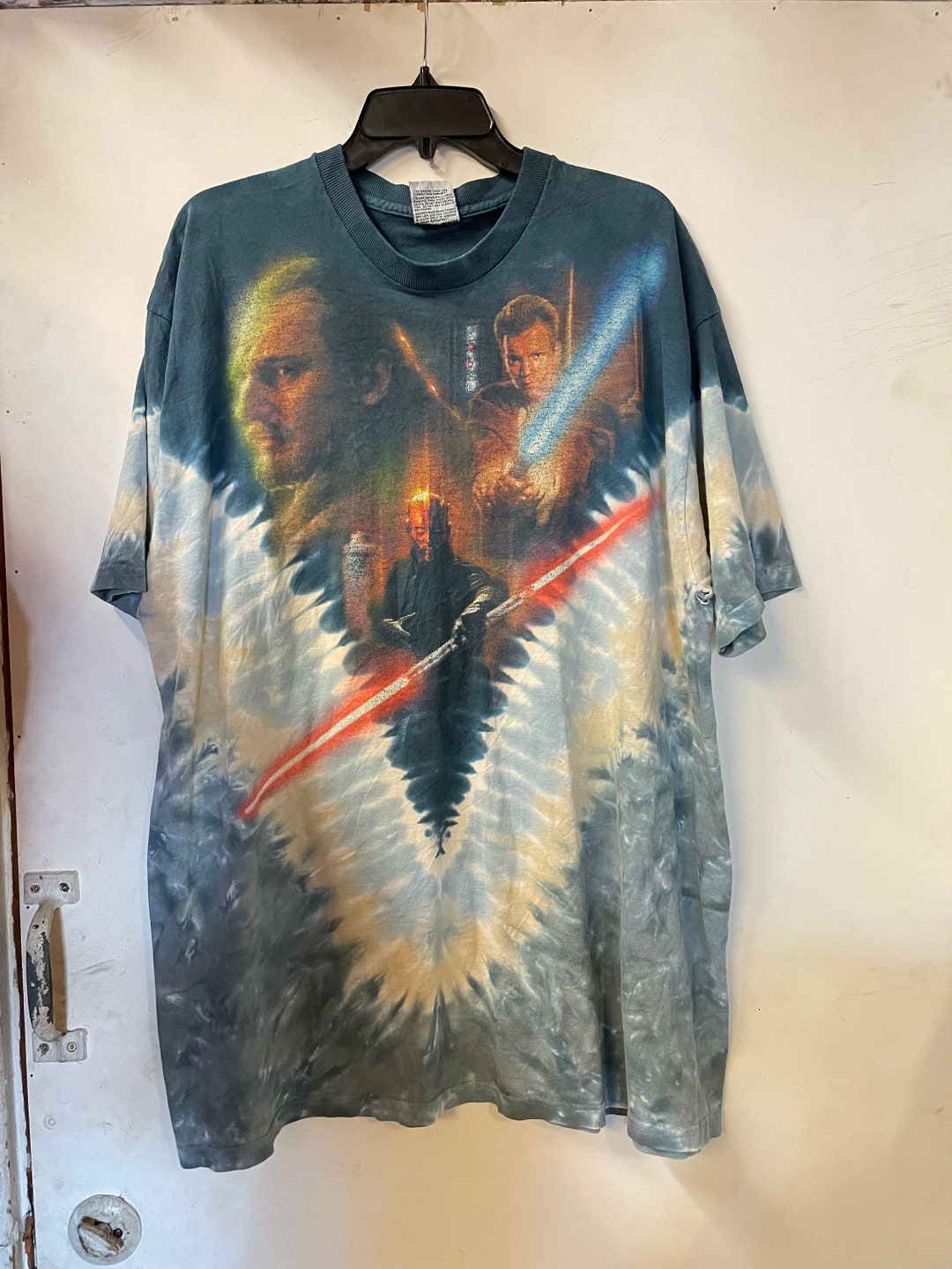 1990s Star Wars Tie-dye Graphic Liquid Blue Brand T-shirt - Etsy