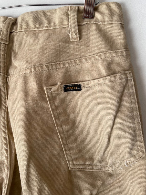 Mens 1970s Tan Flare Jeans - image 3