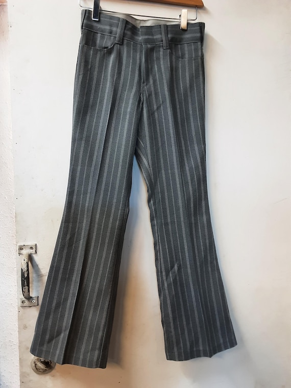 Gray Pinstripe Kids 1970s Bellbottom Flare Deadstock Pants