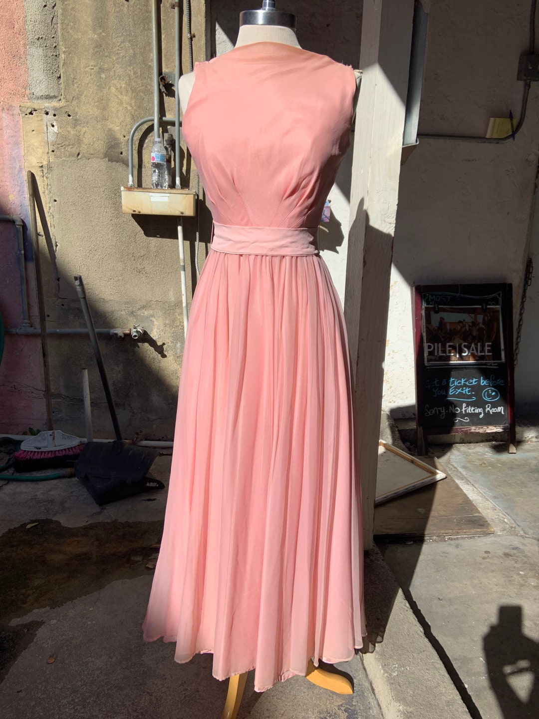 light pink chiffon dress Simple Long Prom Ideal for baby showers Short Sleeveless Pink Chiffon Cocktail