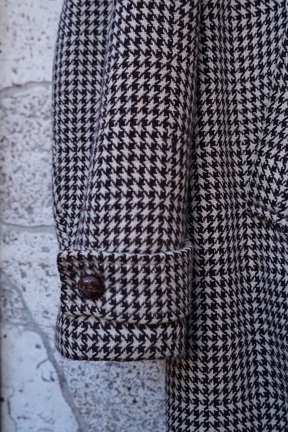 Black and Cream Houndstooth Wool Coat - image 3