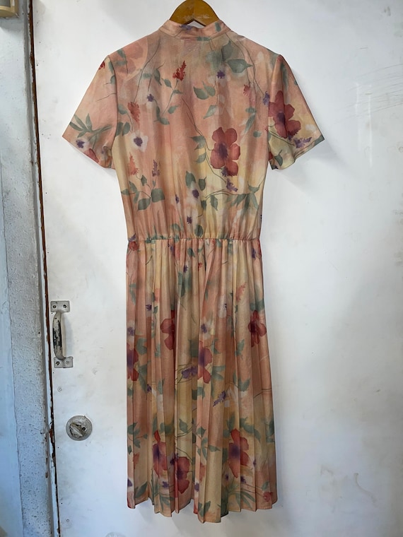 1970s Watercolor Floral Dress - image 6