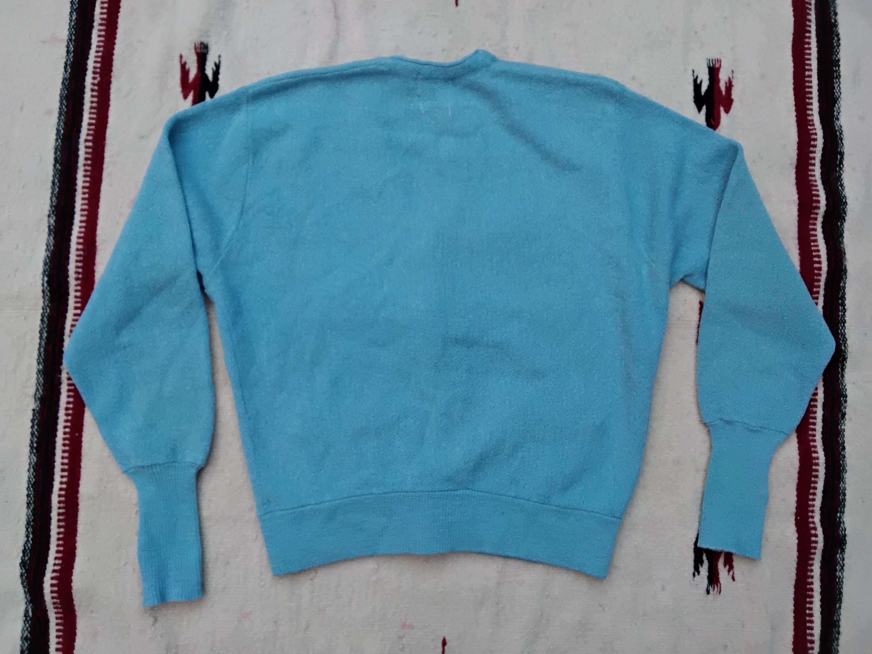 Vintage 60s / 70s Blue Alpaca and Wool Cardigan - Etsy