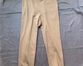 1960s Flat Front Brown Cross Hatch Light Weight Trousers