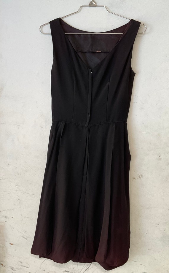 1960s Black Cocktail Crepe Dress - image 2