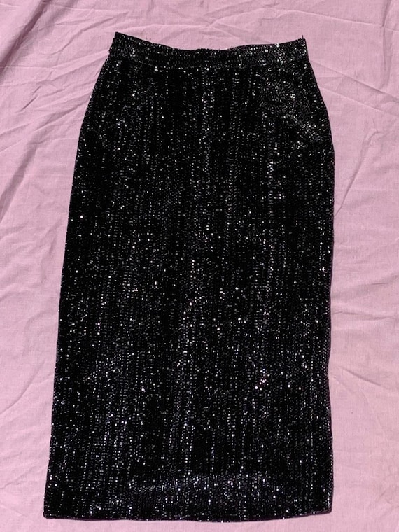 1950's Lurex Black And Silver Pencil Dress