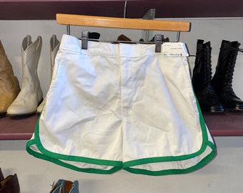 1970s Deadstock White and Green Gym shorts