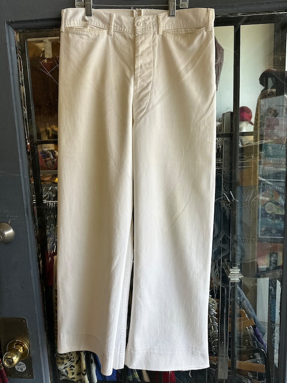 1970s Bright White Sailor Pants - Gem