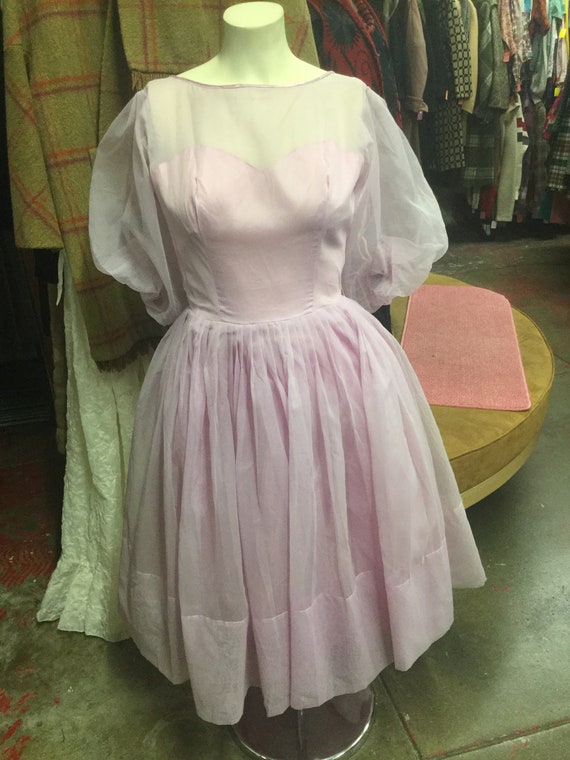 Lavender Full Chiffon Skirt and Puff Sleeves So Sw