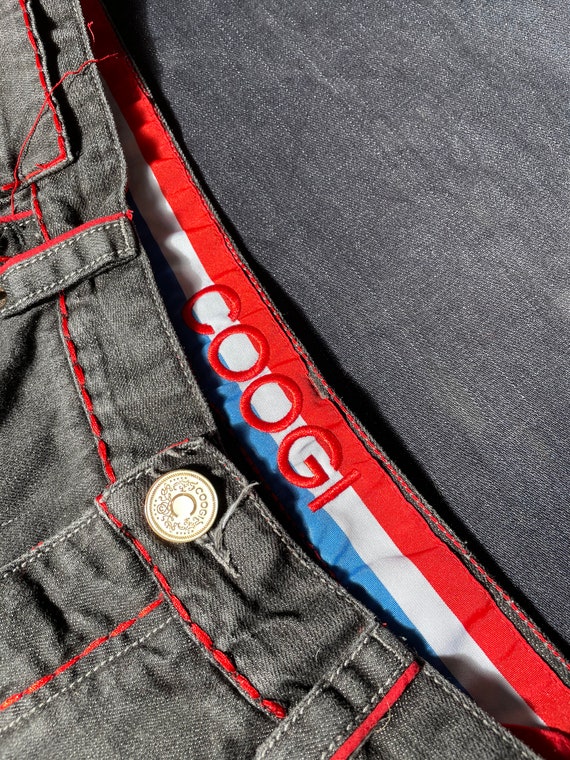 MENS 1990s COOGI Dark Washed Red Lining Jeans