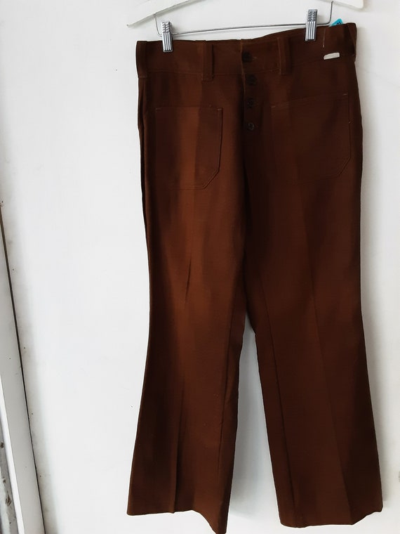 1970s Deadstock Bell Bottom Brown Pants - image 1