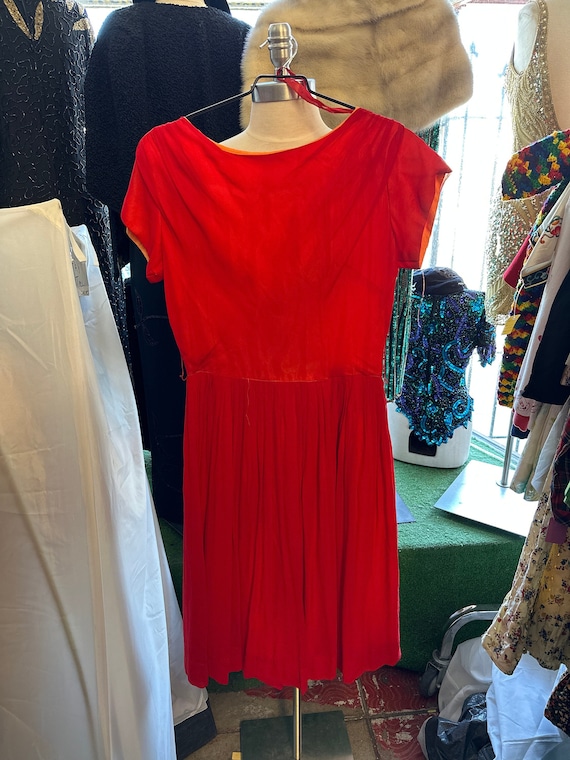 1950s Vermillion Red  Dress - image 1