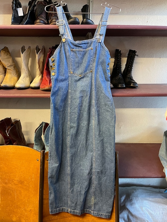 1990s Denim Overall Dress