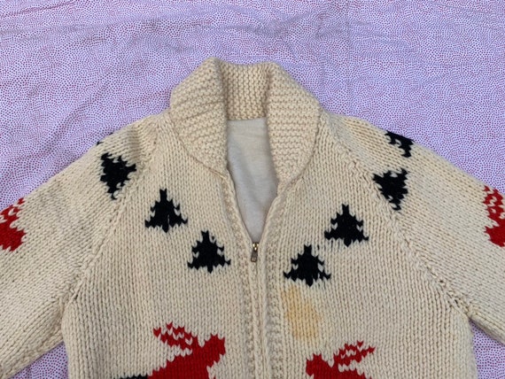 Vintage 1940s Alaskan Cowichan Knit Zipper Ski Sweater Made in the