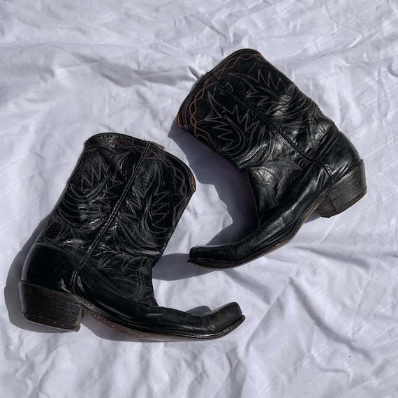 1950s Acme Black Leather Cowboy Boots