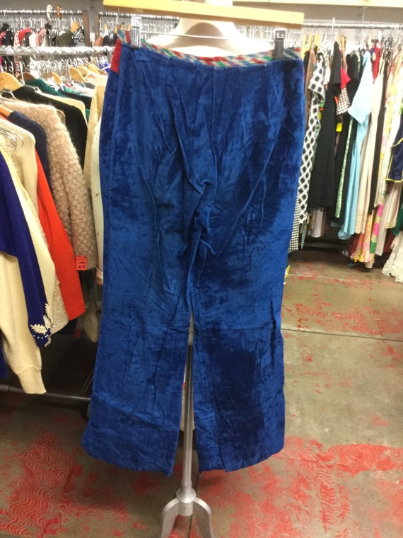 Velour Colorblock Blue and Red Highwaist Pants - image 5