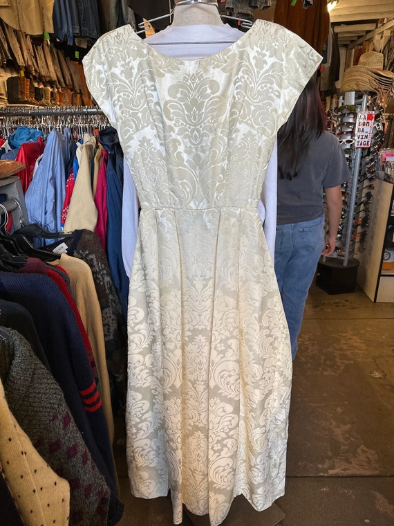 1950s Brocade Bridal Formal Maxi Dress