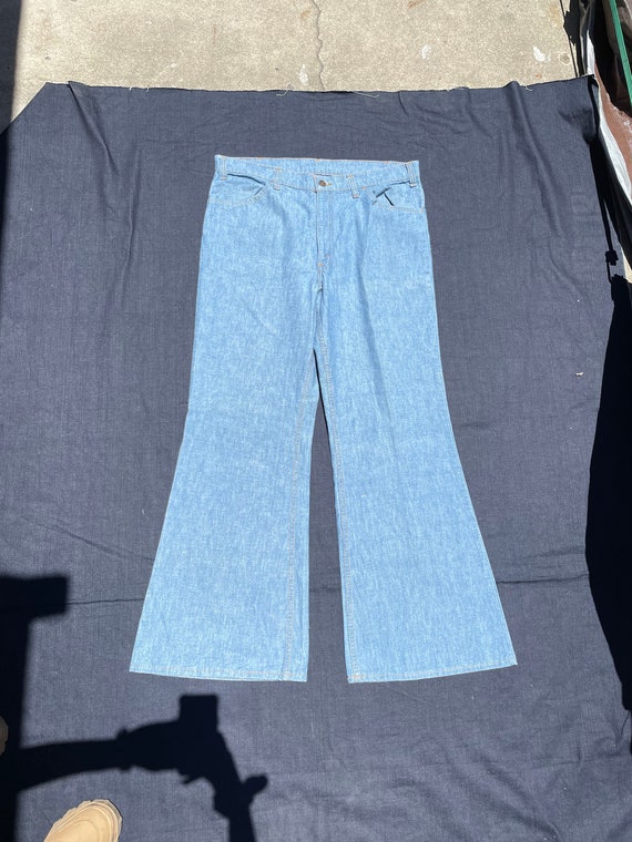 Mens 70s Levis Light Denim Flare Jeans - image 1