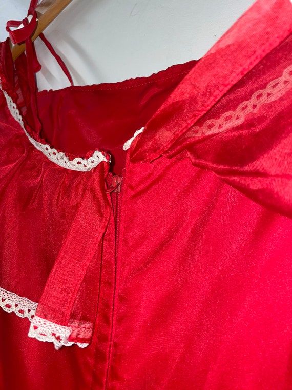 1970s Red Chiffon Southern Belle Maxi Dress - image 9