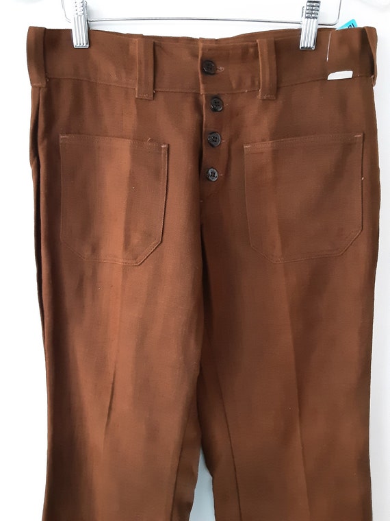 1970s Deadstock Bell Bottom Brown Pants - image 2