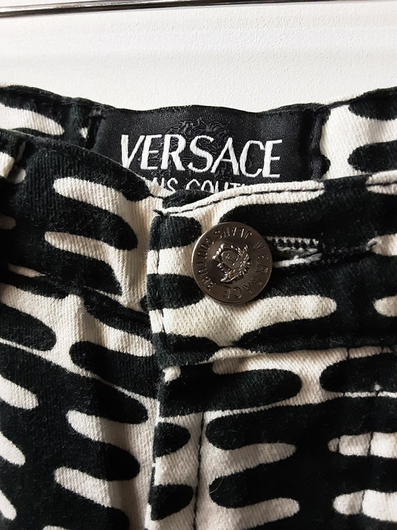 Versace Y2k Fashion Black and White Op Art Jeans - image 4