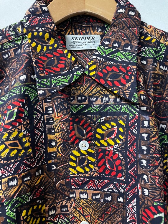 1950s Deadstock Cotton Tiki Hawaiian Shirt - image 3