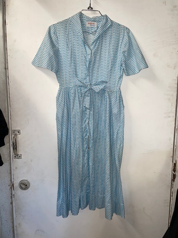 1950s Blue and White Cotton Day Dress - image 1