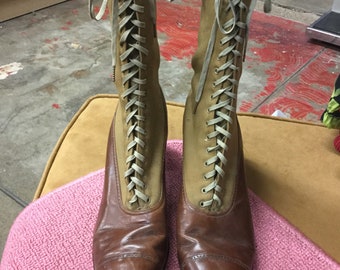 Edwardian Tie Leather and Wool  Shoes