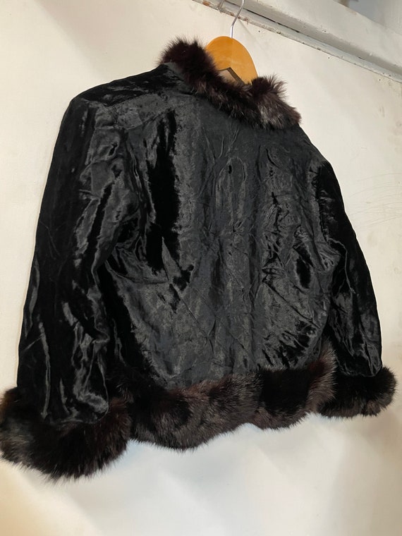 1940s Fur Trim Velvet Bolero Cropped Jacket - image 6