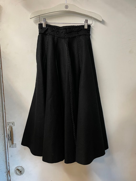 1950s Black Wool Felt Circle Skirt Gem