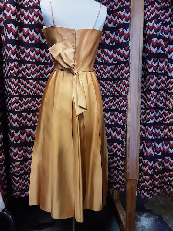 1950s Beaded Satin Formal Cocktail Dress - image 4