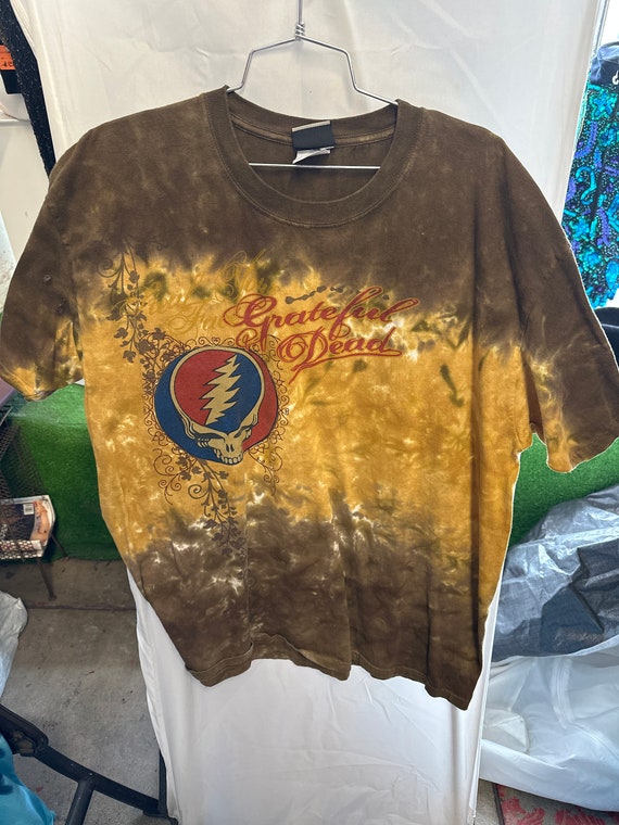 1990s Yellow Tie-Dye Grateful Dead T-Shirt - image 1