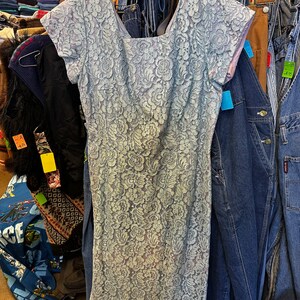 1950s Turquoise Blue Lace Dress