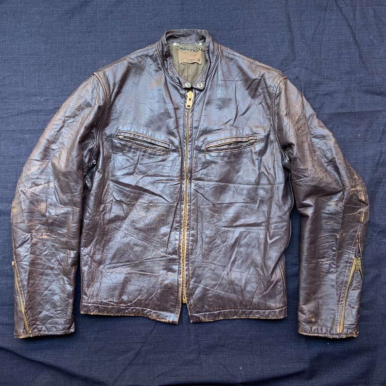 1950s Dark Brown Cafe Racer Leather Jacket image 1