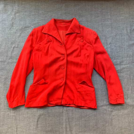 1940s Women’s Red Gaberdine Blazer