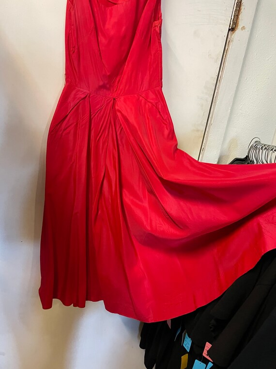 1950s Rayon Acetate Red Dress - image 3