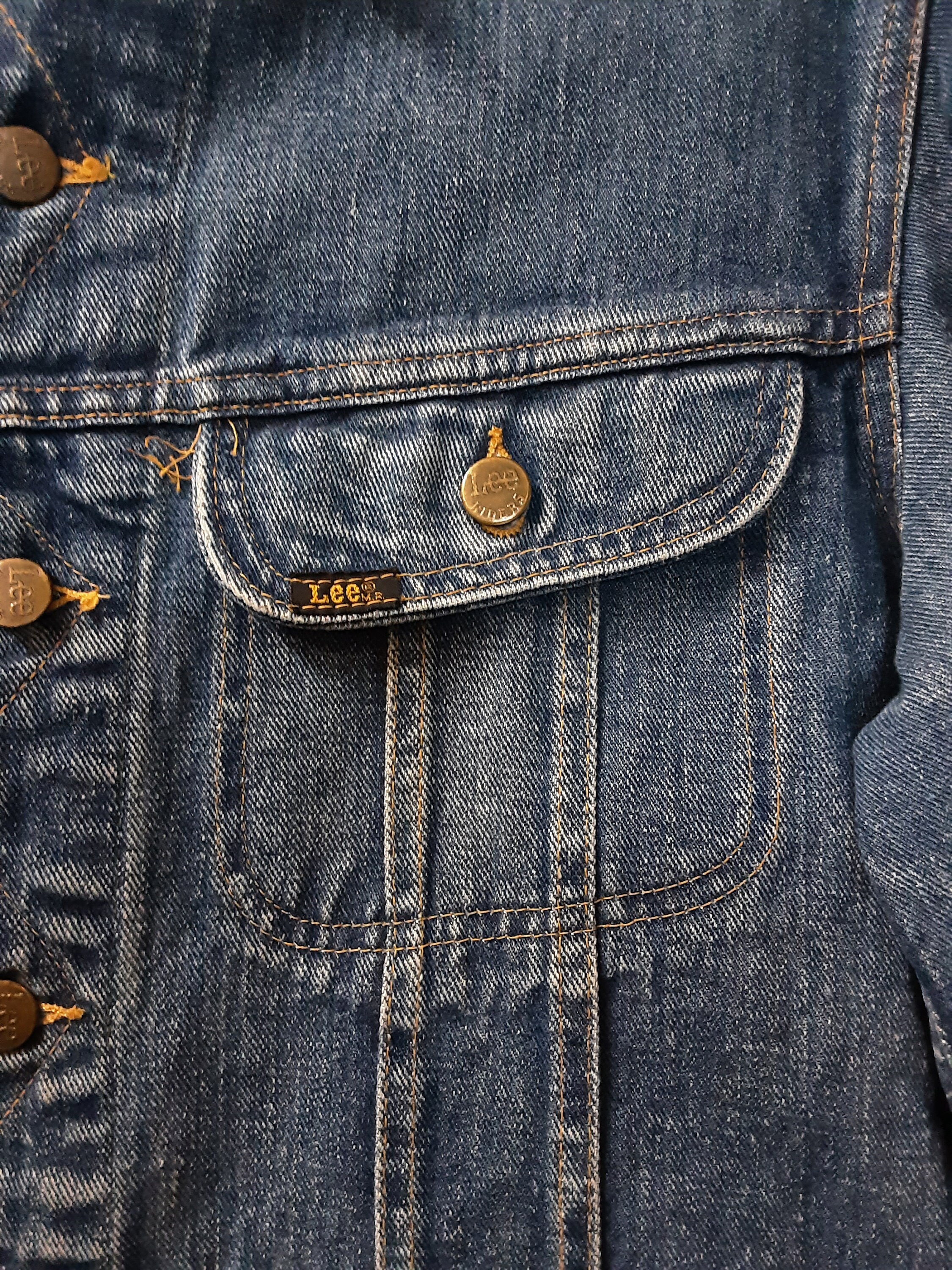 Vintage Lee Jean Jacket Denim Trucker Full Zipper Size XL