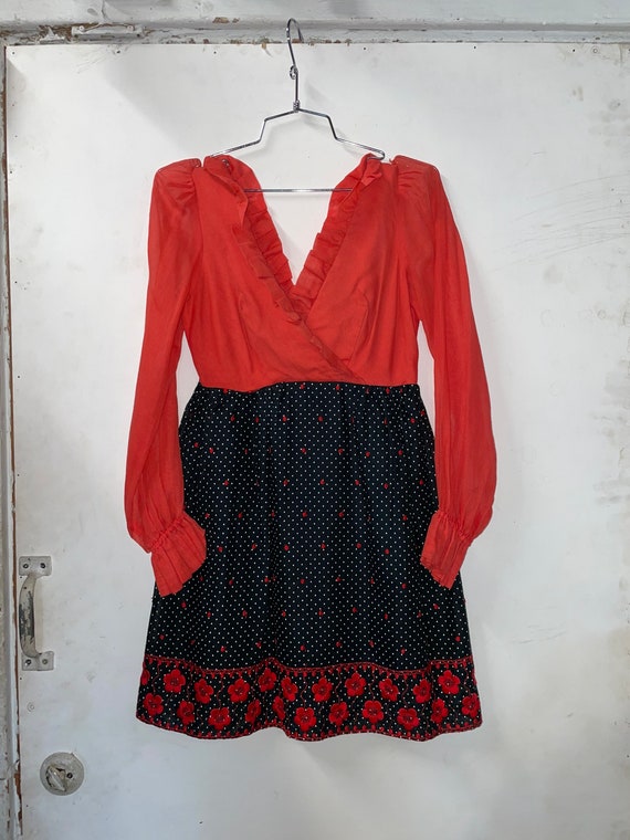 60’s Red Short Sleeve Fitted Dress by Miss Couture