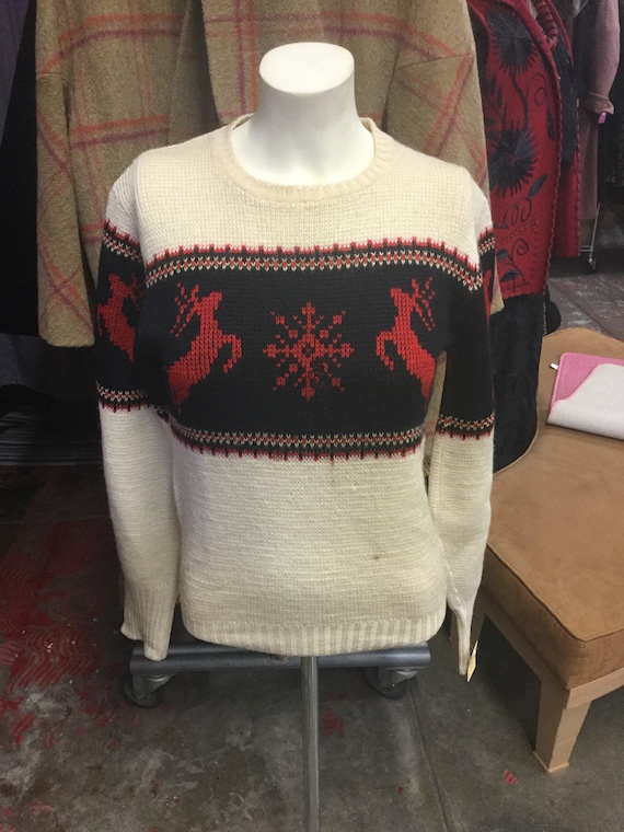 McGregor Ski Sweater Deer and Snowflakes