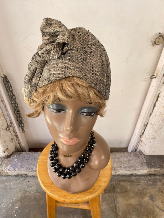 1960s Tweed Faux Wrap Hat - image 2