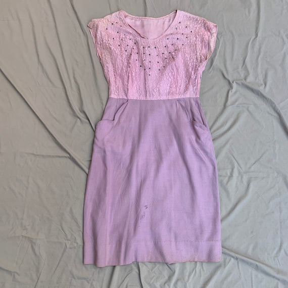 1950s Pink Lace Dress