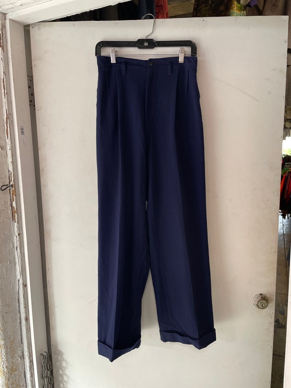 パンツ French vintage deep navy wool slacks 40s Mens 1940s Navy Wool Trousers - Etsy