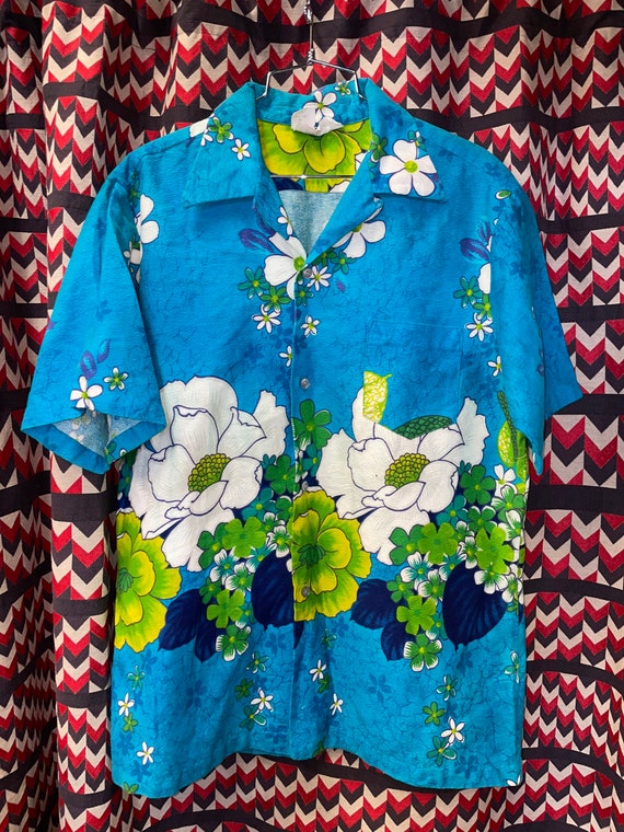 1960s Tiki Bark Cloth Hawaiian Shirt
